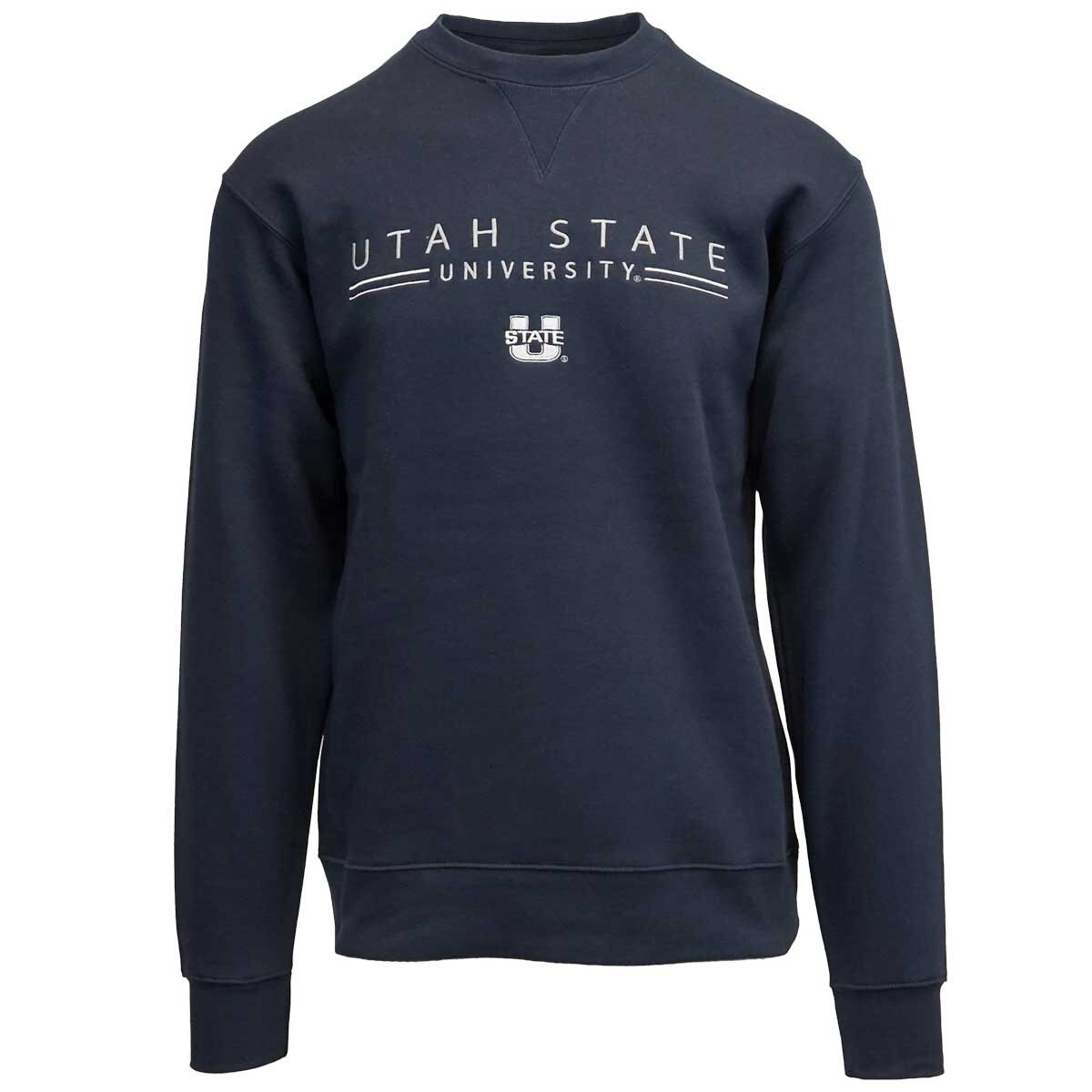 Embroidered Utah State University U-State Crew Sweatshirt Navy